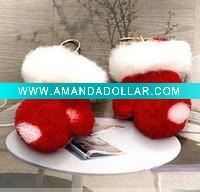 Wholesale Merry ChristmasSweet girl lovely design fluffy gloves/mittens earrings (pink&white&red)