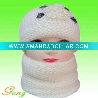 Wholesale Lady fashion winter hat with scarf