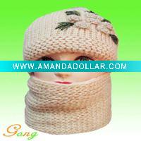 Lady fashion winter hat with scarf