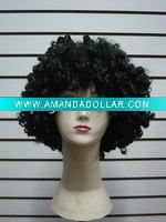 Wholesale sports fans short afro curly wigs/good synthetic wig