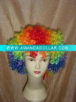 Wholesale colorful short afro curly fans sports wigs/hot sell fans wigs