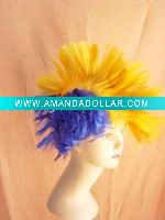 Wholesale sports colorful hot sell fans dress synthetic hair wigs