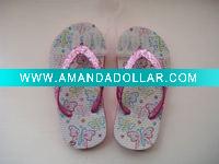 Wholesale Girl's PE Flip flop with glitter upper competitive price slipper