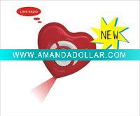 Wholesale (SY-5532) heart shaped portable mini fm radio with light & earphone