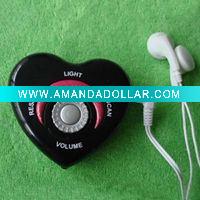 Wholesale FM auto scan heart shape radio with light