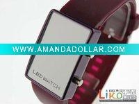 Wholesale Fashion LED watches with silvery case and silcone strap ED004