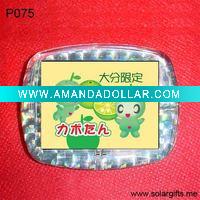 Plastic oval shaped solar blinking lcd photo frame
