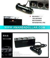 New LED and usb Car Charger Cigarette Socket Adapter