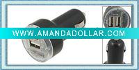 Wholesale USB Car Charger+Black Power Supply Car Charger Adapter for Cell Phone Mp3 Mp4