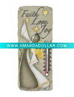 Wholesale Faith,Love,Joy Indoor/Outdoor Resin C/F Thermometer, FS