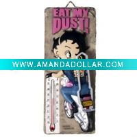 Biker Betty Boop on Harley Motorcycle Resin Thermometer