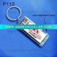 Wholesale promotional acrylic key chain with time and thermometer