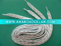Wholesale White & Silver Flat Polyester Shoe Laces