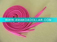 Bright Pink Flat Polyester Shoelaces