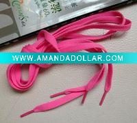 Wholesale Hot Pink Polyester Flat Shoelaces