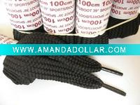 Wholesale Wide Black Flat Shoelaces