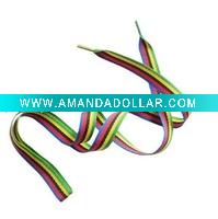 Wholesale polyester weaved striped shoelace