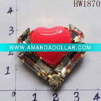 Wholesale red hearted acrylic shoe buckle