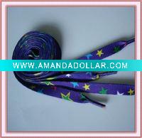 Purple colored printing shoelace flat lanyard