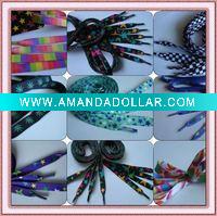 Plain shoelace with printed patterns