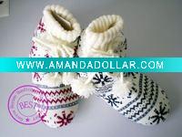 Wholesale (HY-1008) women knitting winter indoor shoes