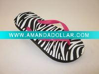 Wholesale kids girls flip flops slippers with zebra stripe
