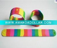 Fashion silicone rainbow slap bracelet with CE And RoHs