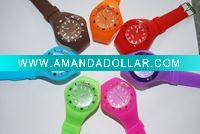 Wholesale round face silicone watch with time scale
