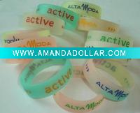 Silicone Bangle with Colorful Printing, Customized Designs are Accepted
