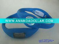 Wholesale Hot Power Silicone Bracelet with ion watches(Blue)