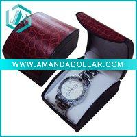 New fashion dark red PU and paper material watch case