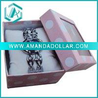 New fashion pink color and white spot paper watch case