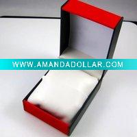 Deluxe plastic watch box packaging red box with velvet