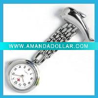 Wholesale high quality JAPAN movement new style silver dolphin nurse brooch Pendant Pocket nurse hanging watch