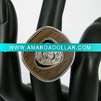 Wholesale Wood & alloy ring,jewelry AK-09357