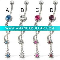 Wholesale Fancy Jeweled Belly Rings,316LVM Bdoy Jewelry Piercing Navel Ring