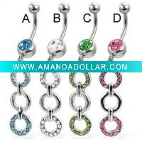 Wholesale Fancy Jeweled Belly Rings,316LVM Bdoy Jewelry Piercing Navel Ring