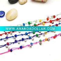 Wholesale fashion string bracelets with bell charms, fashion color string wristbands