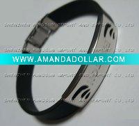 Wholesale fashion metal silicone bracelet