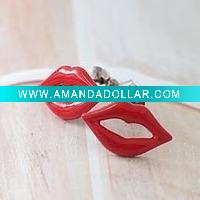 Wholesale sexy red lip earring metal alloy jewelry painted