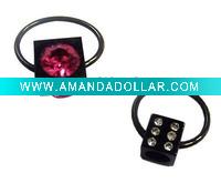 Wholesale Dangling Double CZ Gem Belly Ring