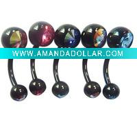 Wholesale Dangling Double CZ Gem Belly Ring