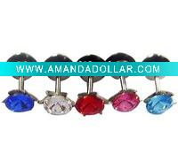 Wholesale Dangling Double CZ Gem Belly Ring