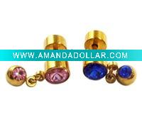 Wholesale Dangling Double CZ Gem Belly Ring