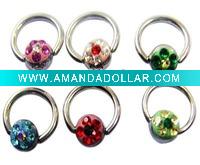 Wholesale Dangling Double CZ Gem Belly Ring