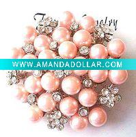 Wholesale Jewelry pearl and rhinestone beaded Brooch