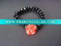 Wholesale Crystal glass bracelet with flower charm