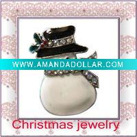 Wholesale hot selling festival christmas enamel snow brooch jewelry gift