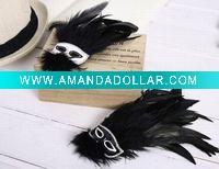 Wholesale Fashion feather brooch with Mask