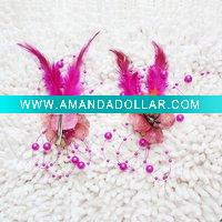 Wholesale Fashion brooch flowers with feather